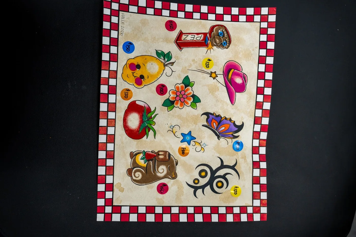Painted flash sheet with checker border